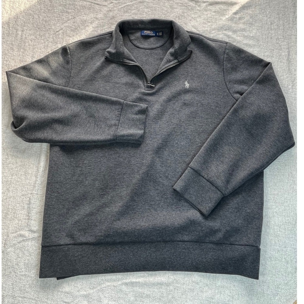 Polo Ralph Lauren Mens XL Grey Heather 1/4 Zip Pullover Sweater Pony Logo